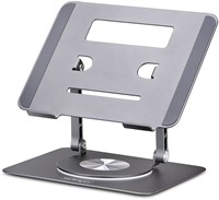 StarTech.com Draaibare Laptopstandaard, 360 Roterende Laptophouder voor Computer, Verhoogd plateau met Verstelbare Kanteling, Max 5kg, Aluminium