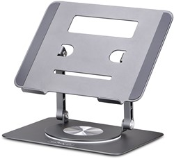 StarTech.com Draaibare Laptopstandaard, 360 Roterende Laptophouder voor Computer, Verhoogd plateau met Verstelbare Kanteling, Max 5kg, Aluminium