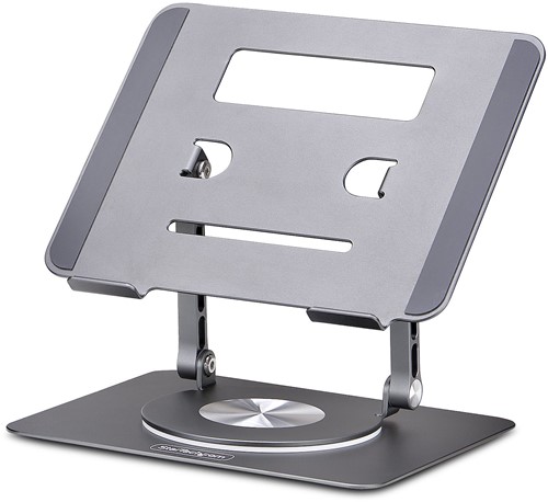 StarTech.com Draaibare Laptopstandaard, 360 Roterende Laptophouder voor Computer, Verhoogd plateau met Verstelbare Kanteling, Max 5kg, Aluminium