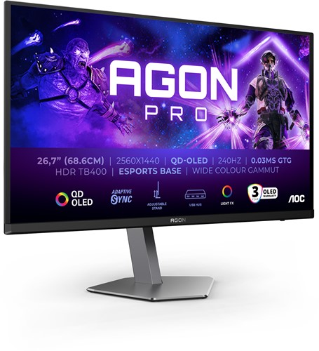 AOC AGON PRO AG276QZD2 computer monitor 67,8 cm (26.7") 2560 x 1440 Pixels Quad HD QDOLED Grijs