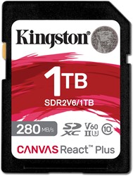 Kingston Technology 1TB Canvas React Plus SDXC UHS-II 280R/150W U3 V60 voor Full HD/4K