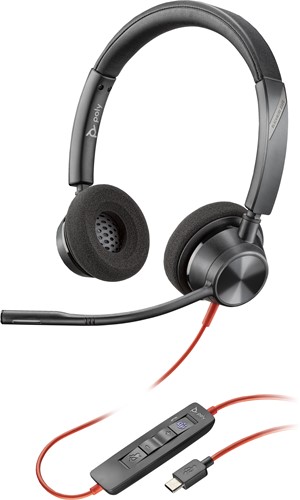 POLY Blackwire 3320 Stereo Microsoft Teams Certified USB-C Headset + USB-C/A adapter