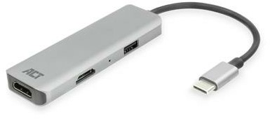 ACT USB-C 4K multiport adapter voor 2 HDMI schermen, USB-A datapoort