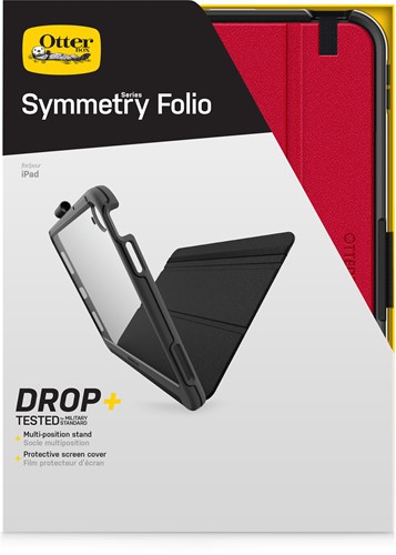 OtterBox Symmetry Folio-hoes voor iPad 10th gen, schokbestendig, valbestendig, dunne beschermende folio-hoes, getest volgens militaire standaard, Rood
