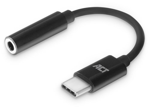 ACT AC7380 audio kabel 0,11 m 3.5mm USB Type-C Zwart