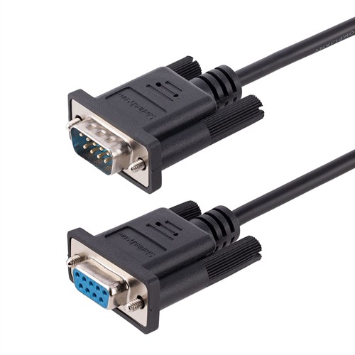 StarTech.com 3m RS232 Serial Null Modem Kabel, Seriële Crossover Kabel met Al-Mylar Afscherming, DB9 Seriële COM Poort Kabel Female naar Male, Compatibel met DTE Apparatuur, Zwart, F/M