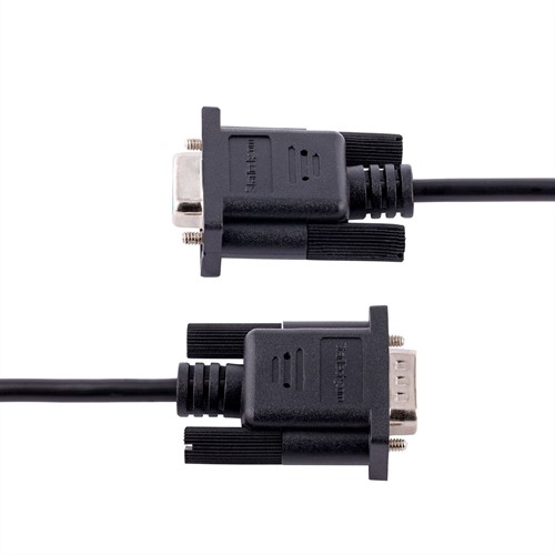 StarTech.com 3m RS232 Serial Null Modem Kabel, Seriële Crossover Kabel met Al-Mylar Afscherming, DB9 Seriële COM Poort Kabel Female naar Male, Compatibel met DTE Apparatuur, Zwart, F/M-3