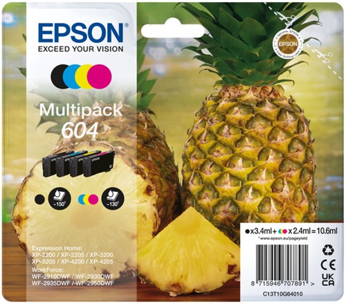 Epson 604 inktcartridge 4 stuk(s) Compatibel Normaal rendement Zwart, Cyaan, Magenta, Geel