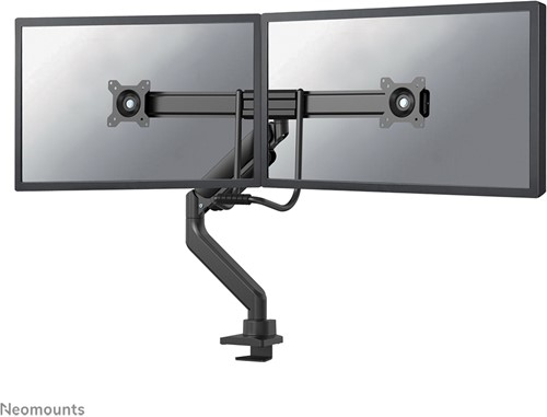 De Neomounts DS75-450BL2 dual screen bureau stand
