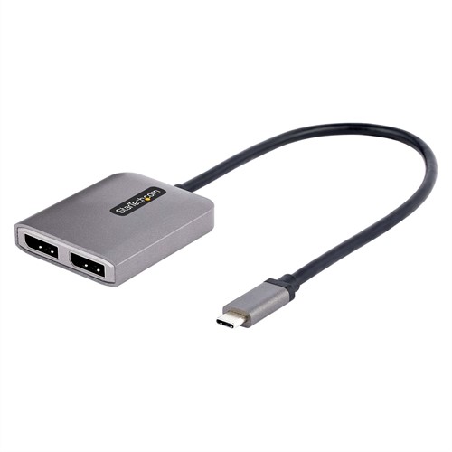 StarTech.com 2-Port USB-C MST Hub - USB Type-C naar 2x DisplayPort Multi-Monitor Adapter voor Laptops - Dual-DP tot 4K 60Hz met DP 1.4 Alt Mode & DSC - HDR - 30cm Kabel - Uitsluitend Windows