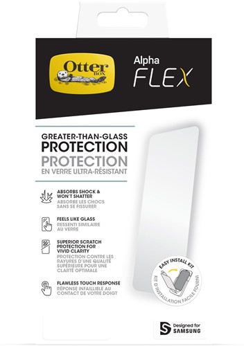 OtterBox Alpha Flex-screenprotector voor Galaxy S23 Ultra, ultrasterke bescherming tegen scheuren en schilfers, breukvast, antimicrobiële bescherming