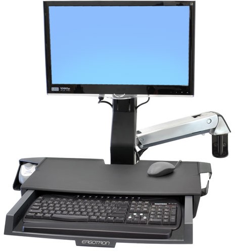 Ergotron StyleView Sit-Stand Combo Arm with Worksurface 61 cm (24") Muur