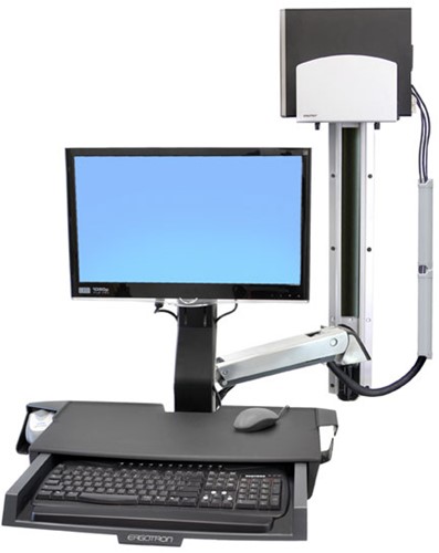 Ergotron StyleView Sit-Stand Combo System with Worksurface 61 cm (24") Muur