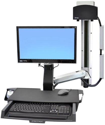 Ergotron StyleView Sit-Stand Combo System with Worksurface 61 cm (24") Aluminium Muur