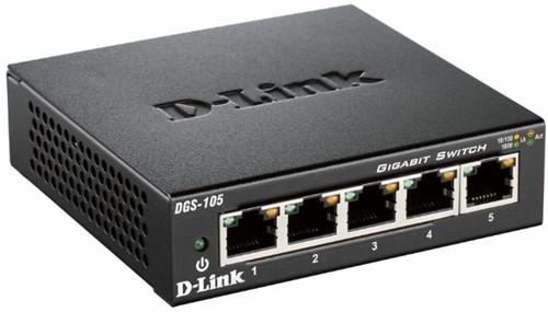 D-Link DGS-105 Unmanaged L2 Gigabit Ethernet (10/100/1000) Zwart