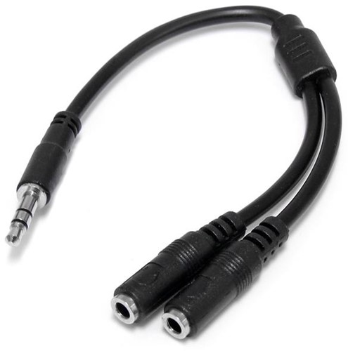 StarTech.com Slanke Stereo Splitterkabel Y-adapter 3,5mm Mannelijk naar 2x 3,5mm Vrouwelijk