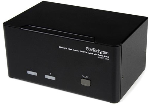 StarTech.com 2-poort Triple monitor DVI USB KVM-switch met audio en USB 2.0-hub
