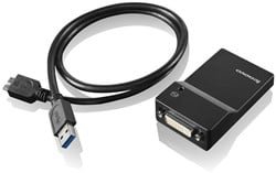 Lenovo USB 3.0 - DVI/VGA USB grafische adapter 2048 x 1152 Pixels Zwart