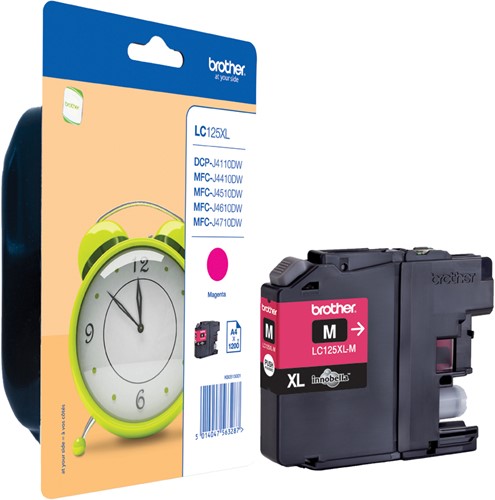 Brother LC-125XLM inktcartridge 1 stuk(s) Origineel Extra (Super) hoog rendement Magenta