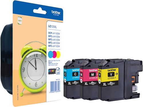 Brother LC-125XLRBWBP inktcartridge 3 stuk(s) Origineel Hoog (XL) rendement Cyaan, Magenta, Geel