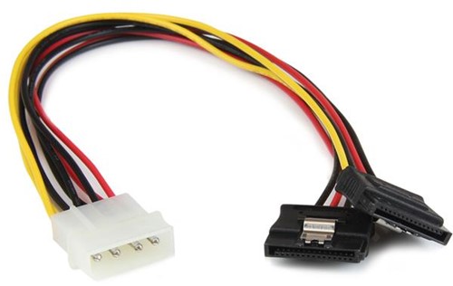 StarTech.com 30cm LP4 naar 2x Vergrendelbare Y-adapter Splitterkabel SATA Voeding 4-pin Molex naar 2x SATA