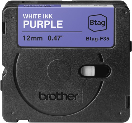 Brother BTAG-F35 labelprinter-tape Wit op paars
