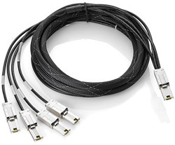 Hewlett Packard Enterprise StorageWorks 4m External Mini-SAS to 4x1 Mini-SAS Cable Zwart