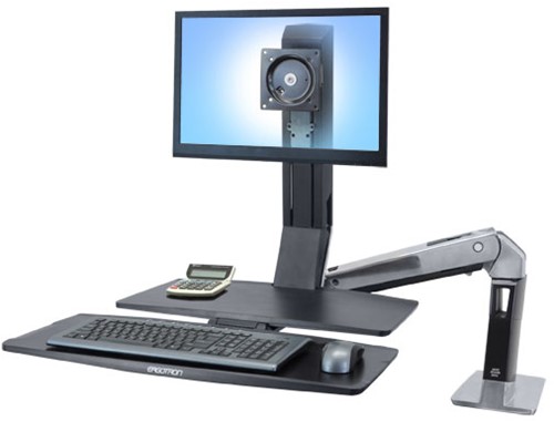 Ergotron WorkFit -A, Single LD @ Worksurface+ 61 cm (24") Zwart Bureau