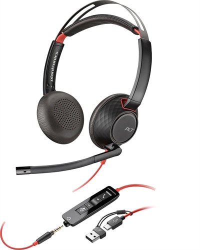 POLY Blackwire 5220 Stereo USB-C Headset + 3,5 mm plug + USB-C/A adapter