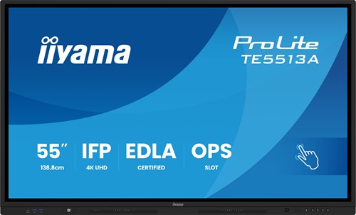 iiyama TE9813A-B1AG beeldkrant Interactief flatscreen 2,48 m (97.5") Wifi 450 cd/m² 4K Ultra HD Zwart Touchscreen Type processor Android 18/7
