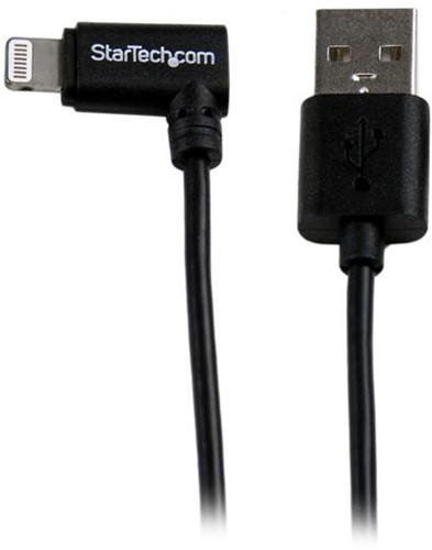 StarTech.com 2 m hoekige zwarte Apple 8-polige Lightning-connector naar USB-kabel voor iPhone / iPod / iPad