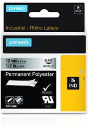 DYMO 18486 labelprinter-tape Zwart op metallic