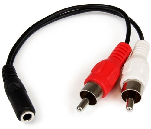 StarTech.com 15 cm stereo/audiokabel 3,5 mm vrouwelijk naar 2x RCA mannelijk