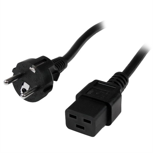 StarTech.com 2m Computer Stroomkabel, 16AWG, EU Schuko naar C19, 16A 250V, Zwart, AC Vervangkabel, Printer Voedingskabel, PC Power Supply Kabel, TV/Monitor Electriciteitssnoer, UL-Listed