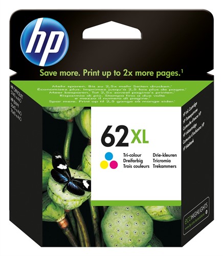 HP 62XL originele high-capacity drie-kleuren inktcartridge