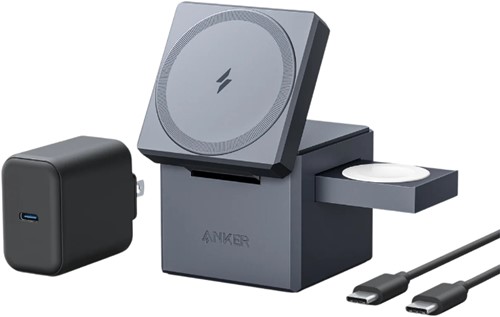 Anker Innovations Y1811G11 oplader voor mobiele apparatuur Hoofdtelefoons, Smartphone, Smartwatch Zwart AC, USB Draadloos opladen Snel opladen Binnen