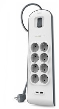 Belkin BSV804VF2M Overspanningsbeveiliging Wit 8 AC-uitgang(en) 2 m