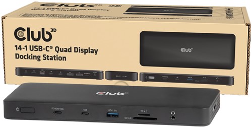 CLUB3D Club 3D 14-in-1 USB-C® Quad Display Dockingstation – 4 Schermen & 100W Snelladen