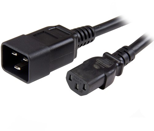 StarTech.com 1.8m Heavy Duty Stroom Verlengkabel, IEC 320 C13 naar IEC 320 C20 Voedingskabel, 15A 125V, 14AWG, Zwart, Stevige Stroomkabel, IEC 320 C13 naar IEC 320 C20 AC Verlengkabel, UL-Listed