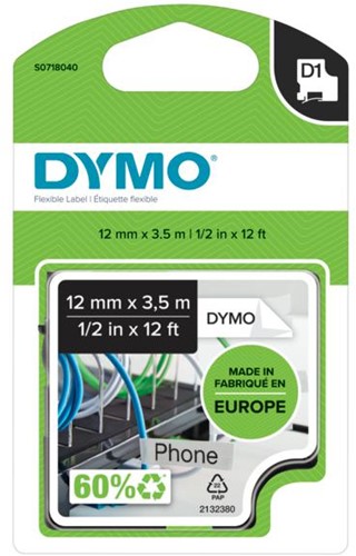 DYMO D1 -Durable Labels - Black on White - 12mm x 5.5m-2