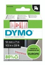 DYMO D1 -Standard Labels - Red on White - 12mm x 7m-2