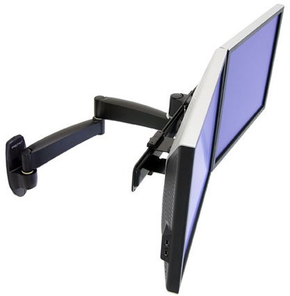 Ergotron 200 Series Dual Monitor Arm 55,9 cm (22") Zwart Muur