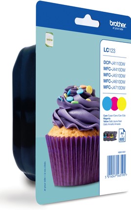 Brother LC-123RBWBP inktcartridge 3 stuk(s) Origineel Cyaan, Magenta, Geel
