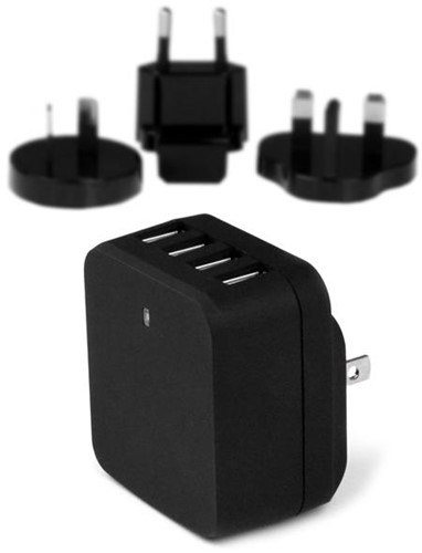 StarTech.com 4-Poorts USB lader internationale reislader 34W/6.8A zwart