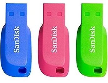 SanDisk Cruzer Blade 16GB USB flash drive USB Type-A 2.0 Blauw, Groen, Roze