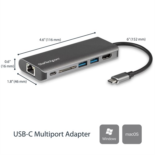 StarTech.com USB-C multiport adapter met SD kaartlezer - Power Delivery - 4K HDMI - GbE - 2 x USB 3.0 - USB-C hub - card reader - NIEUWE VERSIE BESCHIKBAAR DKT30CSDHPD3 (DKT30CSDHPD)-2