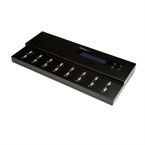 StarTech.com Standalone 1 naar 15 USB Thumb Drive Cloner en Wisser, Multiple USB Flash Drive Kloner, System/File/Whole-Drive Copy aan 1.5 GB/min, Single en 3-Pass Erase, LCD Display