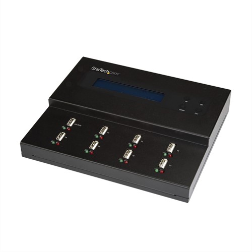 StarTech.com Standalone 1 naar 7 USB Thumb Drive Cloner en Wisser, Multiple USB Flash Drive Kloner, System/File/Whole-Drive Copy aan 1.5 GB/min, Single en 3-Pass Erase, LCD Display