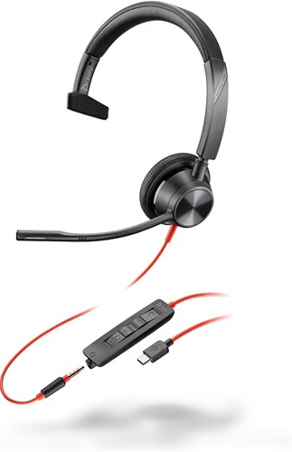 HP Blackwire 3315 Monaural USB-C Headset + 3,5 mm plug + USB-C/A adapter