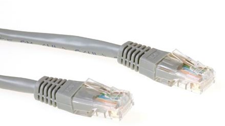 ACT Grijze 0,5 meter UTP CAT5E patchkabel met RJ45 connectoren